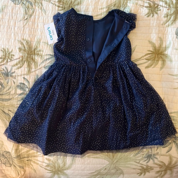 NWT- Carter's Blue and Gold Sparkle Dress (24m) - Picture 3 of 9